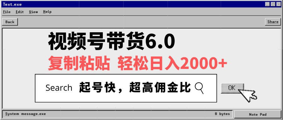 视频号带货6.0，轻松日入2000+，起号快，复制粘贴即可，超高佣金比-百货大全
