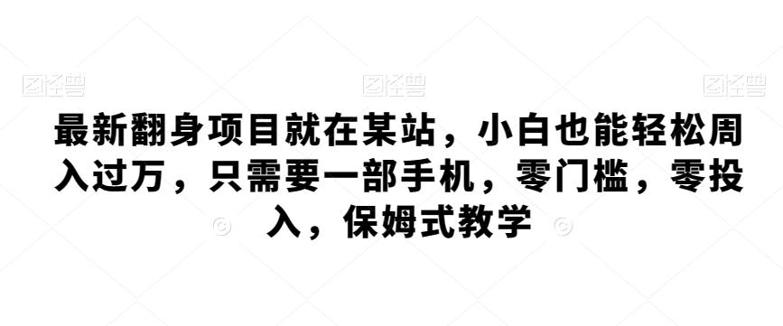 最新翻身项目就在某站，小白也能轻松周入过万，只需要一部手机，零门槛，零投入，保姆式教学-百货大全