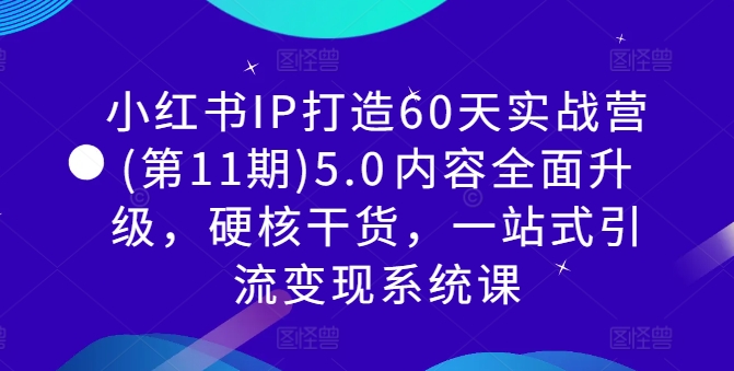 小红书IP打造60天实战营(第11期)5.0​内容全面升级，硬核干货，一站式引流变现系统课-百货大全
