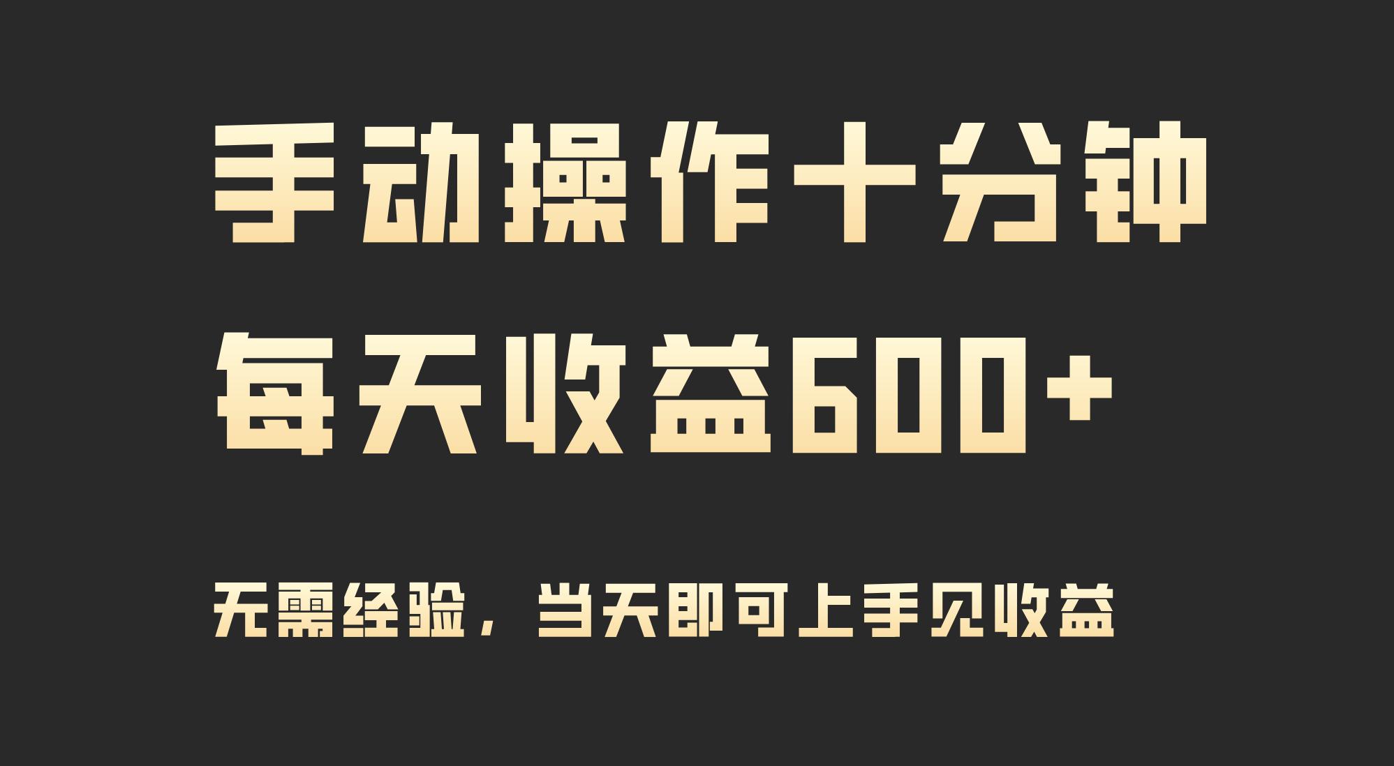 (9324期)手动操作十分钟，每天收益600+，当天实操当天见收益-百货大全