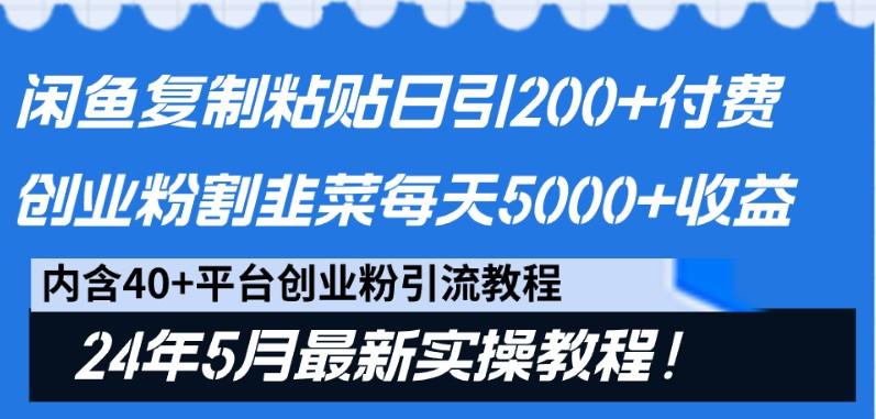 闲鱼复制粘贴日引200+付费创业粉，24年5月最新方法！割韭菜日稳定5000+收益-百货大全