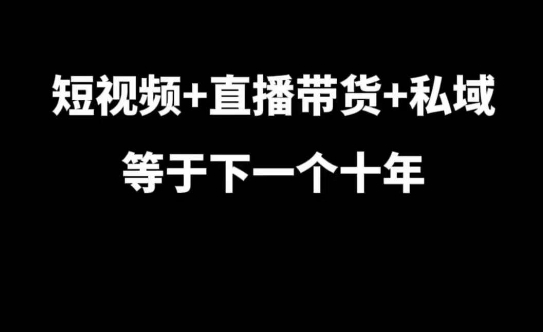 短视频+直播带货+私域等于下一个十年，大佬7年实战经验总结-百货大全