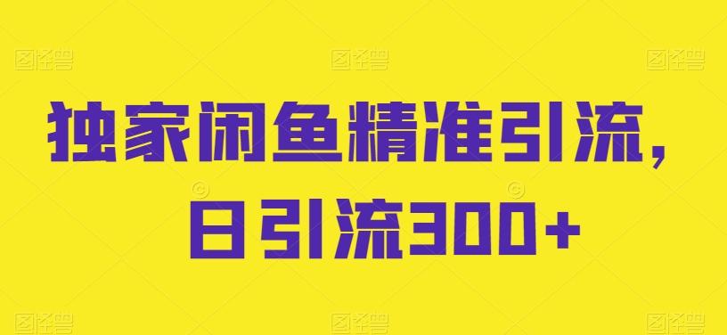 独家闲鱼精准引流，日引流300+【揭秘】-百货大全