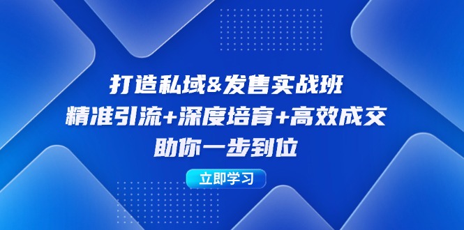 打造私域&发售实操班：精准引流+深度培育+高效成交，助你一步到位-百货大全
