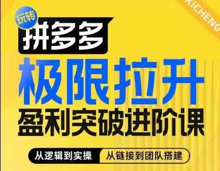 拼多多极限拉升盈利突破进阶课，​从算法到玩法，从玩法到团队搭建，体系化系统性帮助商家实现利润提升-百货大全