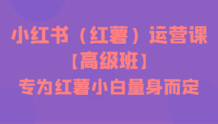 小红书(红薯)运营课【高级班】，专为红薯小白量身而定(42节课)-百货大全
