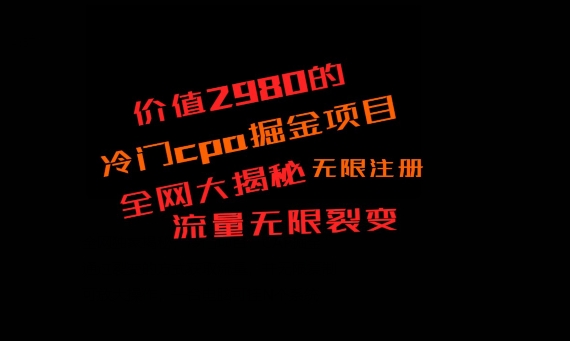 价值2980的CPA掘金项目大揭秘，号称当天收益200+，不见收益包赔双倍-百货大全