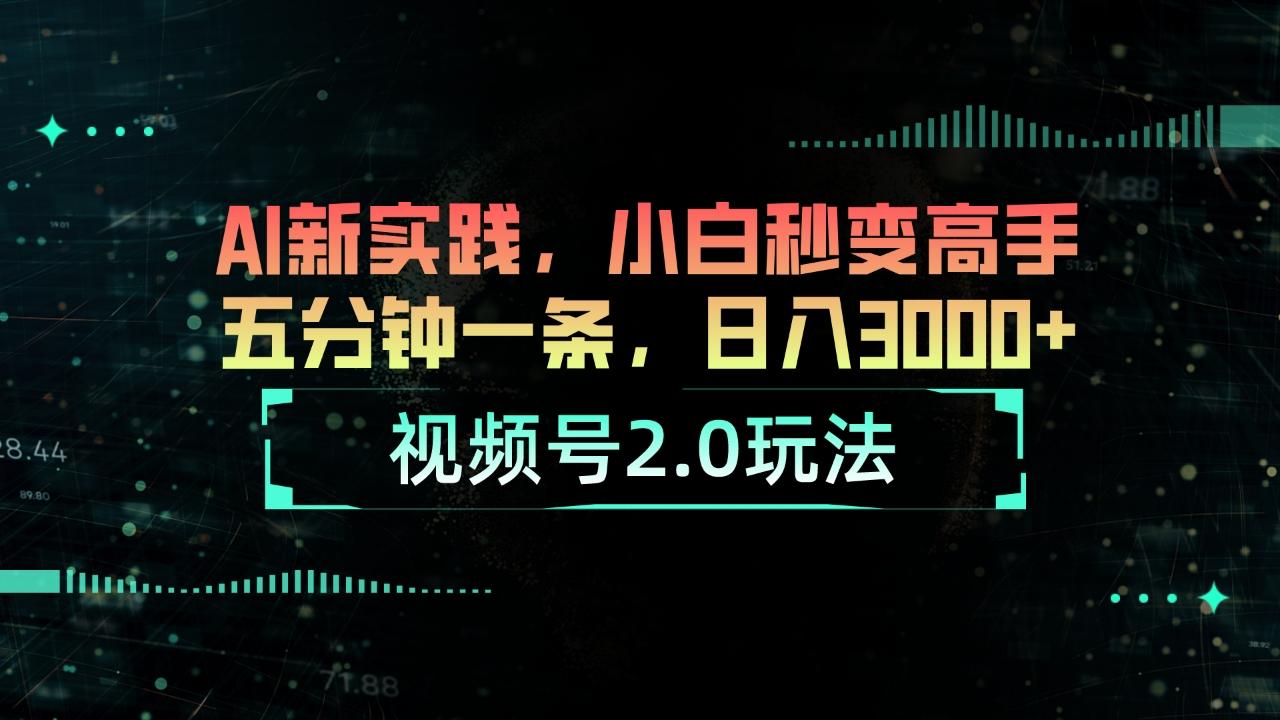 视频号2.0玩法 AI新实践，小白秒变高手五分钟一条，日入3000+-百货大全
