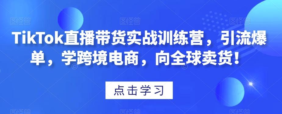TikTok直播带货实战训练营，引流爆单，学跨境电商，向全球卖货！-百货大全