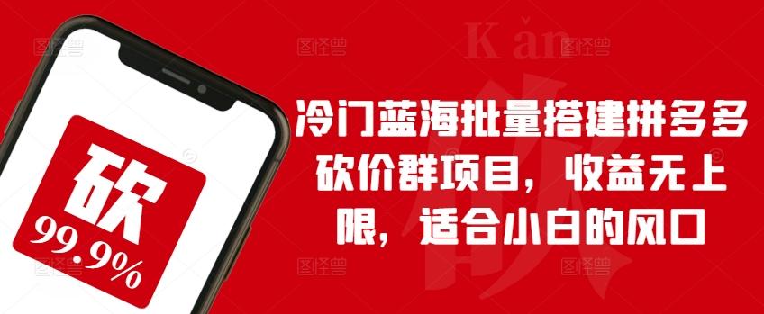 冷门蓝海批量搭建拼多多砍价群项目，收益无上限，适合小白的风口【揭秘】-百货大全