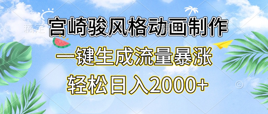 宫崎骏风格动画制作，一键生成流量暴涨，轻松日入2000+-百货大全
