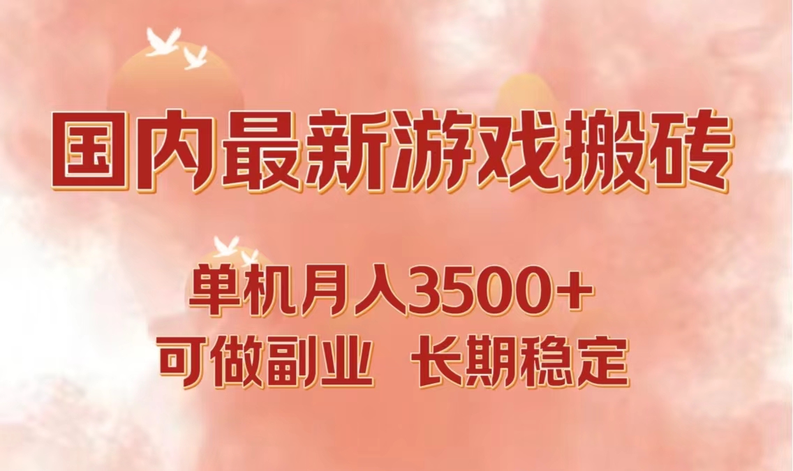 国内最新游戏打金搬砖，单机月入3500+可做副业 长期稳定-百货大全