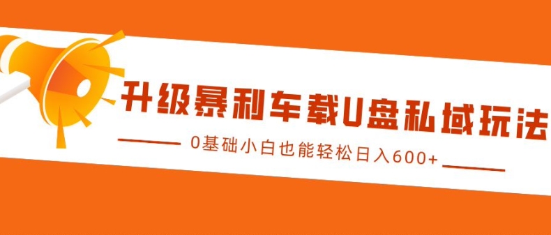 升级暴利车载U盘私域玩法，0基础小白也能轻松日入多张【揭秘】-百货大全
