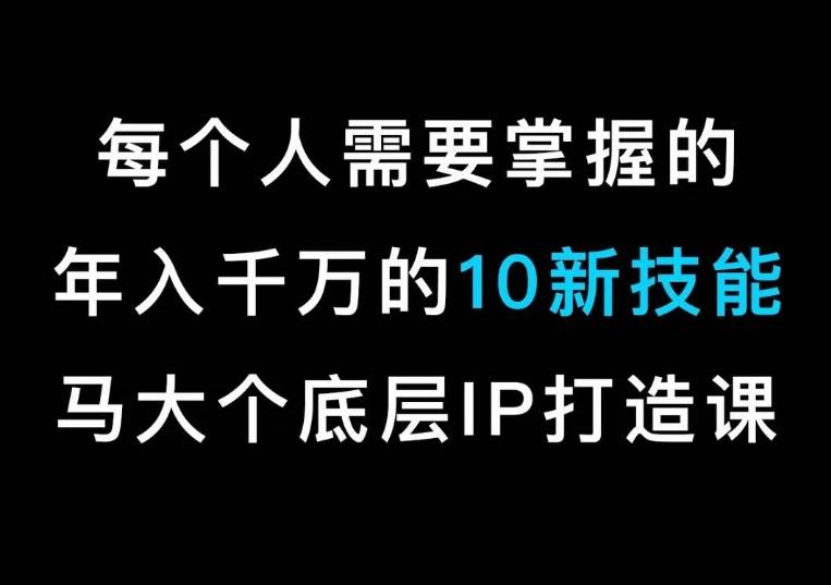 马大个的IP底层逻辑课，​每个人需要掌握的年入千万的10新技能，约会底层IP打造方法！-百货大全