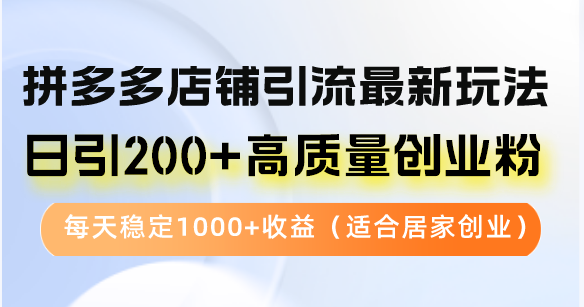 拼多多店铺引流最新玩法，日引200+高质量创业粉，每天稳定1000+收益(…-百货大全