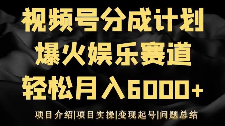 视频号创作分成计划之娱乐赛道轻松日入500+-百货大全