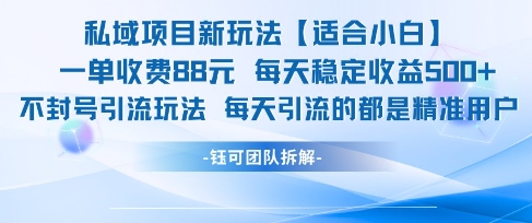 私域项目新玩法【适合小白】 一单收费88.每天稳定收益几张-百货大全