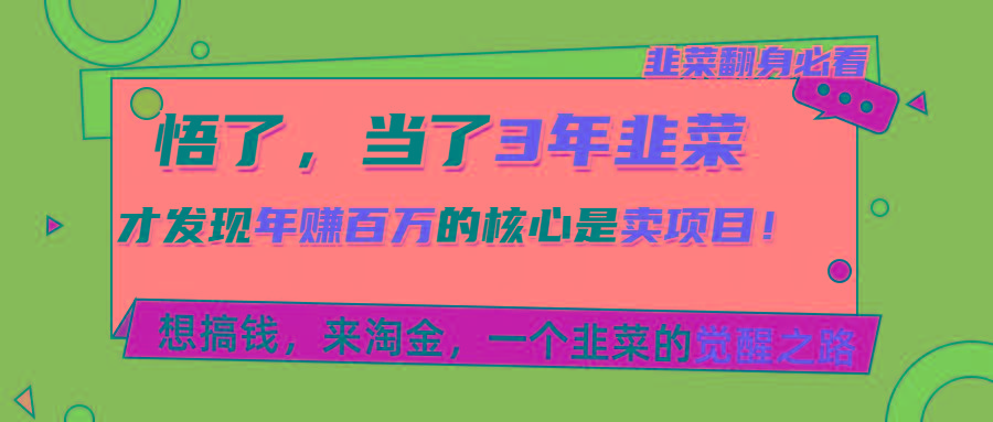 悟了，当了3年韭菜，才发现网赚圈年赚100万的核心是卖项目，含泪分享！-百货大全