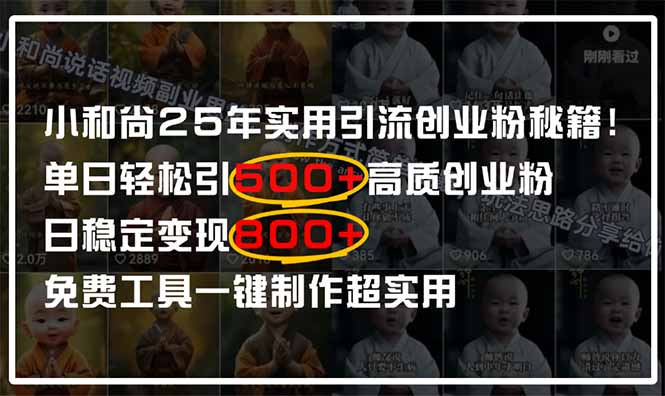 小和尚2025年实用引流秘籍！单日轻松引500+高质量创业粉，日变现800+，...-百货大全