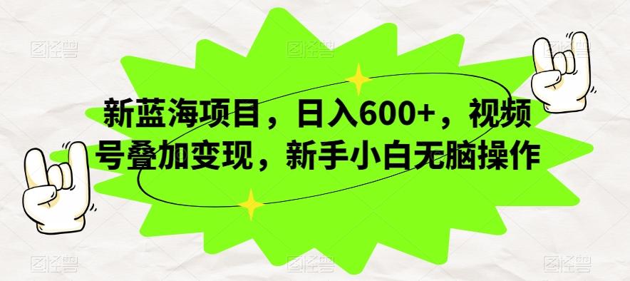 新蓝海项目，日入600+，视频号叠加变现，新手小白无脑操作【揭秘】-百货大全