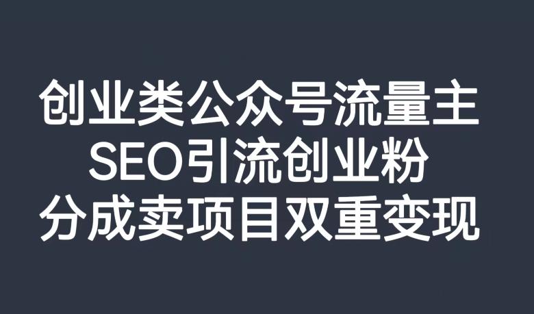 创业类公众号流量主，SEO引流创业粉，分成卖项目双重变现【揭秘】-百货大全