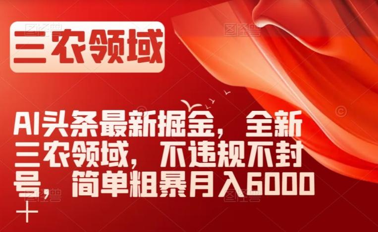 AI头条最新掘金，全新三农领域，不违规不封号，简单粗暴月入6000＋【揭秘】-百货大全
