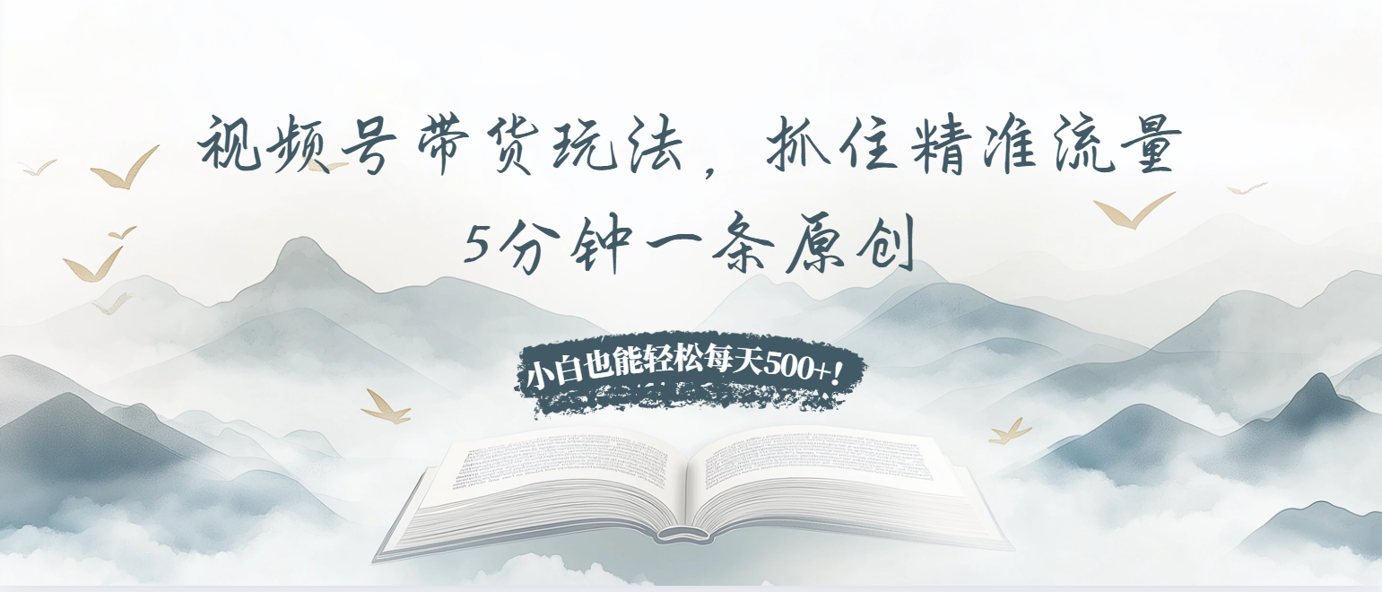 视频号带货玩法，抓住精准流量，5分钟一条原创，小白也能轻松每天500+！-百货大全