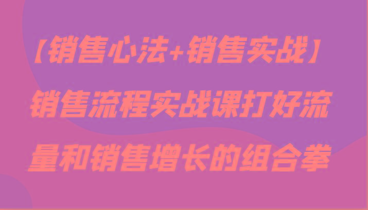 【销售心法+销售实战】销售流程实战课打好流量和销售增长的组合拳-百货大全