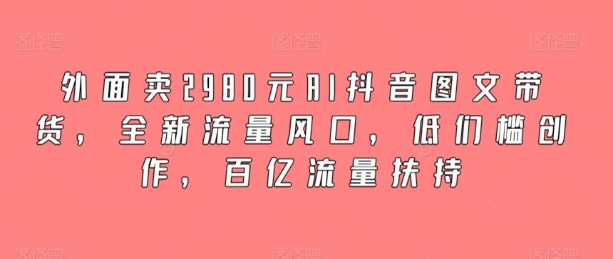 外面卖2980元AI抖音图文带货，全新流量风口，低们槛创作，百亿流量扶持-百货大全