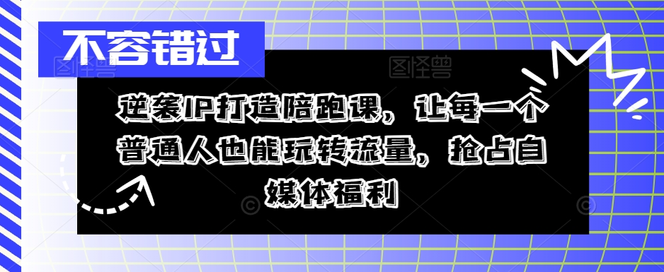 逆袭IP打造陪跑课，让每一个普通人也能玩转流量，抢占自媒体福利-百货大全