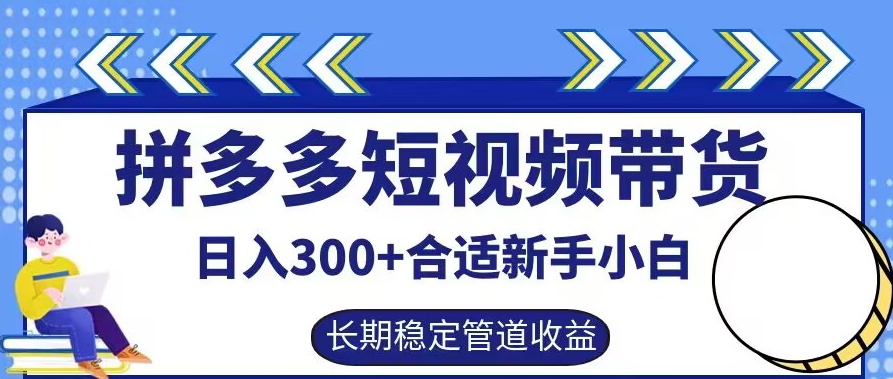 拼多多短视频带货日入300+有长期稳定被动收益，合适新手小白【揭秘】-百货大全