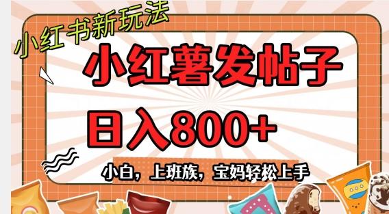 小红薯发日常帖子，日入800+小白专属项目可批量操作-百货大全