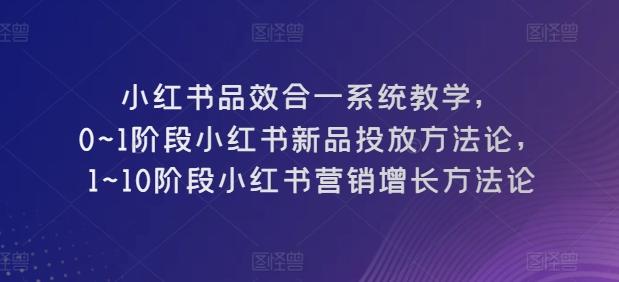 小红书品效合一系统教学，​0~1阶段小红书新品投放方法论，​1~10阶段小红书营销增长方法论-百货大全