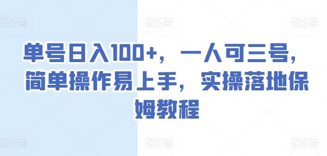 单号日入100+，一人可三号，简单操作易上手，实操落地保姆教程【揭秘】-百货大全