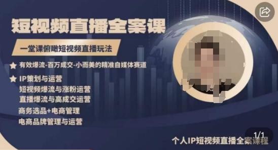 高品质IP短视频直播全案课程，一堂课俯瞰短视频直播玩法-百货大全