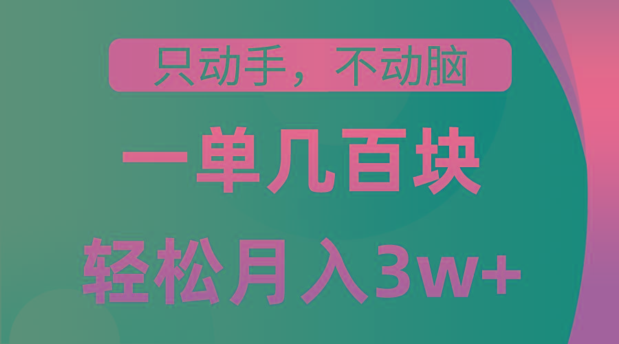 只动手不动脑，一单几百块，轻松月入3w+，看完就能直接操作，详细教程-百货大全