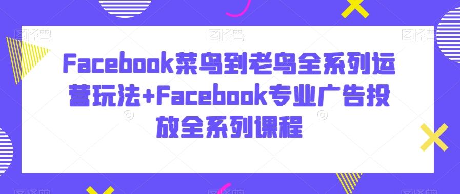 Facebook菜鸟到老鸟全系列运营玩法+Facebook专业广告投放全系列课程-百货大全