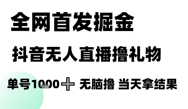 全网首发掘金抖音无人直播撸礼物，单号1k +无脑撸，当天拿结果【揭秘】-百货大全