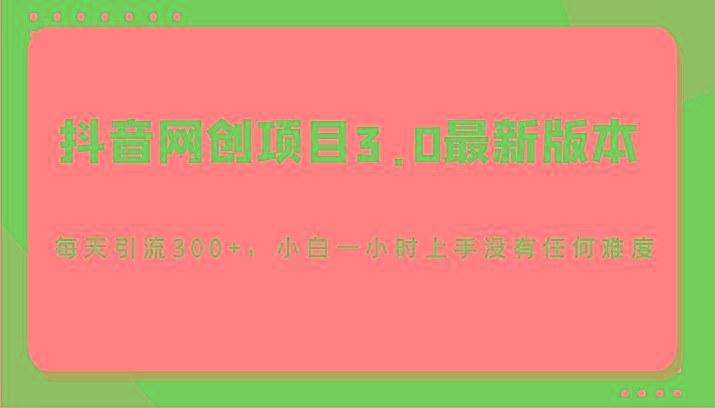 抖音网创项目3.0最新版本,每天引流300+,小白一小时上手没有任何难度-百货大全