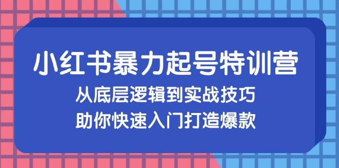小红书暴力起号训练营，从底层逻辑到实战技巧，助你快速入门打造爆款-百货大全