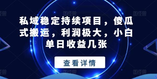 私域稳定持续项目，傻瓜式搬运，利润极大，小白单日收益几张【揭秘】-百货大全