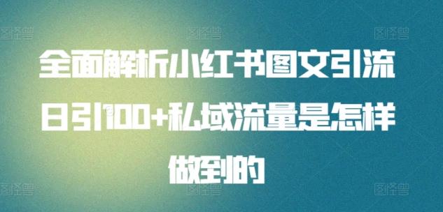 全面解析小红书图文引流日引100+私域流量是怎样做到的【揭秘】-百货大全