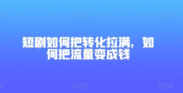 短剧如何把转化拉满，如何把流量变成钱-百货大全