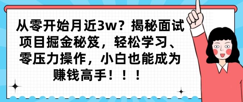 从零开始月近3w？揭秘面试项目掘金秘笈，轻松学习、零压力操作，小白也能成为赚钱高手-百货大全