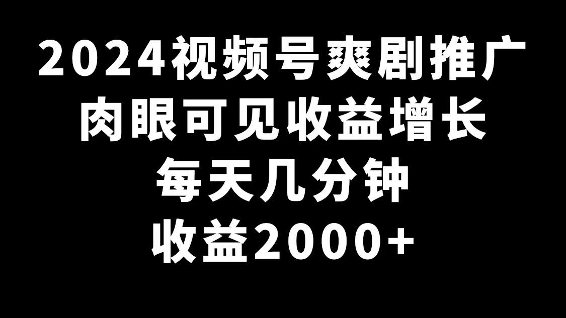 2024视频号爽剧推广，肉眼可见的收益增长，每天几分钟收益2000+-百货大全