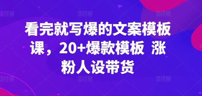 看完就写爆的文案模板课，20+爆款模板  涨粉人设带货-百货大全