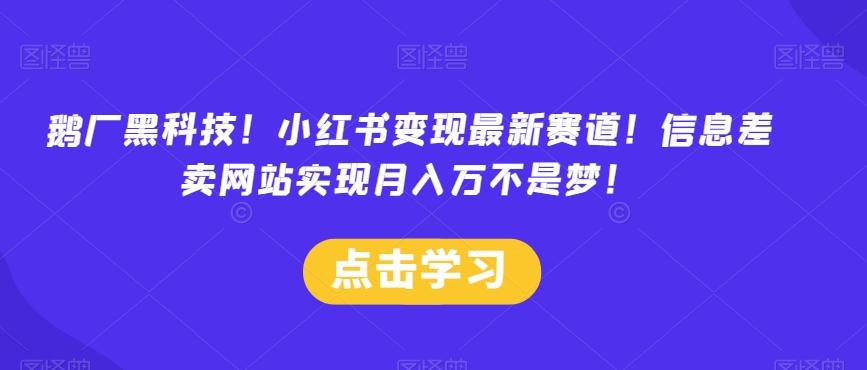 鹅厂黑科技！小红书变现最新赛道！信息差卖网站实现月入万不是梦！-百货大全