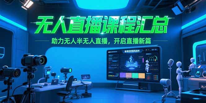无人直播课程汇总，含非实时防风技术，助力无人半无人直播，开启直播新篇-百货大全