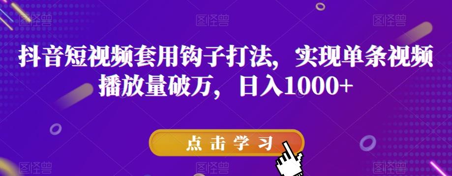 抖音短视频套用钩子打法，实现单条视频播放量破万，日入1000+【揭秘】-百货大全
