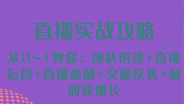直播实战攻略 从0~1教你：团队搭建+直播运营+直播盈利+突破获客+利润双增长-百货大全
